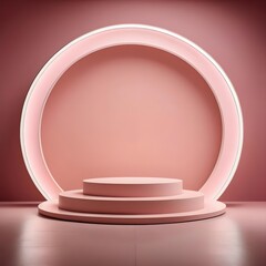 Pink Minimalist Product Display Podium with Circular Backdrop