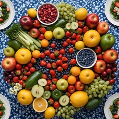 Colorful Assortment of Fresh Fruits and Berries