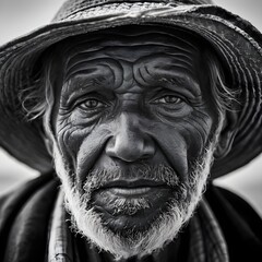 Close-up Portrait of a Weathered Fisherman