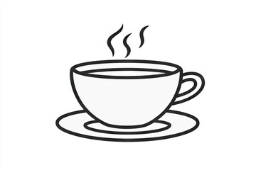 Obraz premium Simple line drawing of a steaming hot beverage cup.