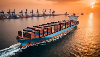 Container Ship at Sunset