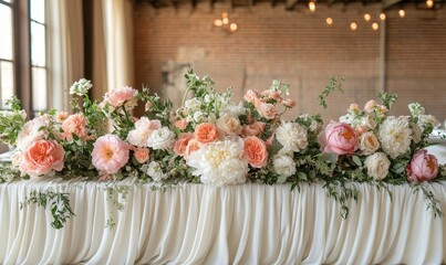 Rustic wedding reception floral display arrangement.