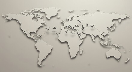 Global migration routes illustration travel destinations and worldwide connections concept art design