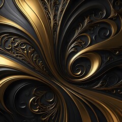 Abstract Gold and Black Swirling Design