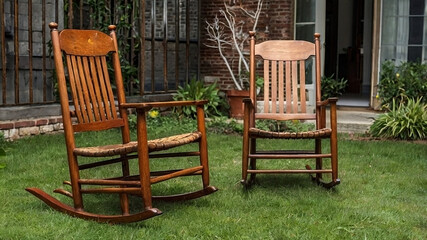 Rocking chair in beautiful yard