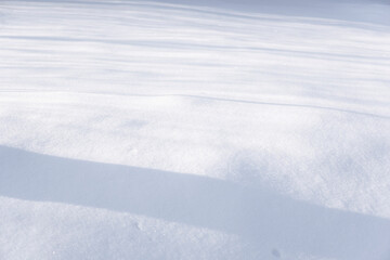 Snow-covered ground with subtle shadow and smooth undisturbed surface under daylight
