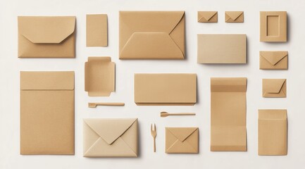Kraft paper stationery and packaging mockups