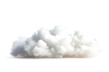 A fluffy, white cumulus cloud isolated on a white background