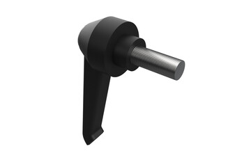 Compact Quarter-Turn Latch with Threaded Stud and Black Handle, Black L-Handle Quarter-Turn Lock an L-Shaped Handle and Cross Recess, Secure for Enclosures or Panels on a PNG Transparent Background