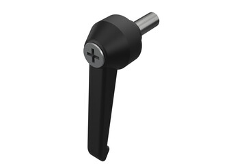 Compact Quarter-Turn Latch with Threaded Stud and Black Handle, Black L-Handle Quarter-Turn Lock an L-Shaped Handle and Cross Recess, Secure for Enclosures or Panels on a PNG Transparent Background