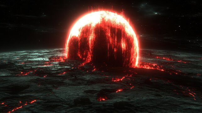 Inferno planet fiery destruction cosmic calamity celestial blaze abstract galaxy firestorm doom volcanic catastrophe apocalyptic vision