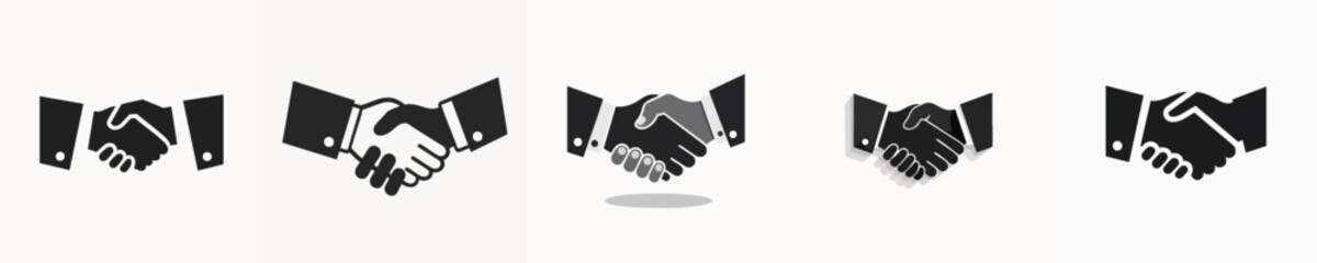Obraz premium Business Handshake Icon Vector – Agreement and Collaboration Symbol