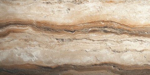 Close-up texture of natural brown and beige layered stone surface with wavy patterns and rough details