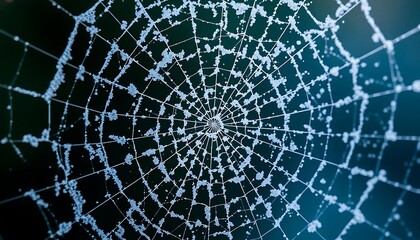 Obraz premium close up of a spider web on a dark background