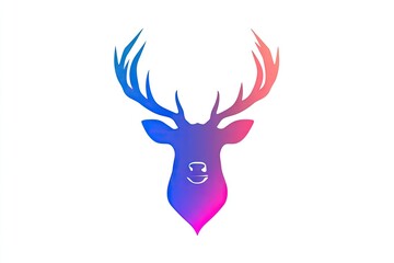 Colorful gradient deer silhouette against a plain background.