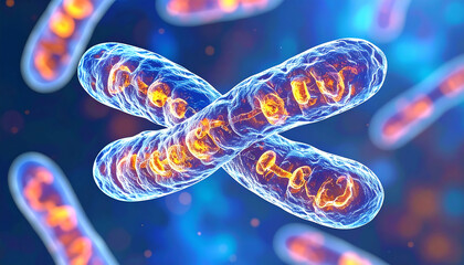 Microscopic Bacterial DNA:  Cross-Shaped Chromosomes Under the Microscope
