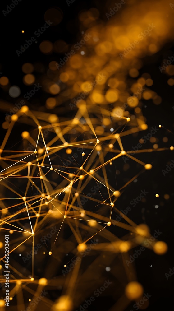 Aufkleber golden network nodes and lines abstract