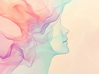Abstract woman profile with flowing colors