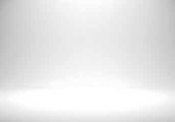 Obraz premium Clean empty white studio background with soft diffused lighting and a gentle gradient, concept for product display, presentation backdrop and advertising campaigns