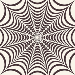 Abstract Geometric Starburst Pattern with Curved Lines in Brown and Beige