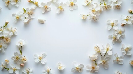 Obraz premium Delicate White Flowers Blooming on Tree Branches in a Peaceful Spring Nature Garden Scene Soft Delicate and Ethereal Floral Background with Elegant and Dreamy Atmosphere