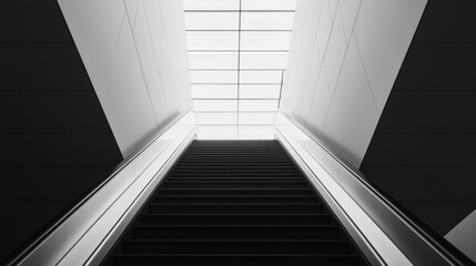 Fototapeta premium Ascending the Minimalist Escalator Towards Illuminated Geometric Clarity
