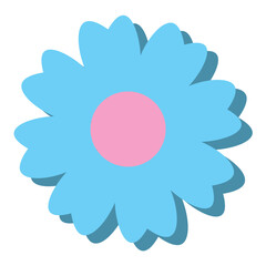 Minimal blue flower with shadow. Vector