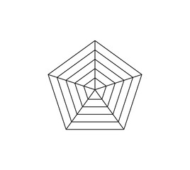 Radar or spider diagram template. Pentagon, Hexagon, Heptagon, Octagon, Nonagon, Decagon. Flat spider mesh. Blank radar charts. Kiviat Statistic and analitic.