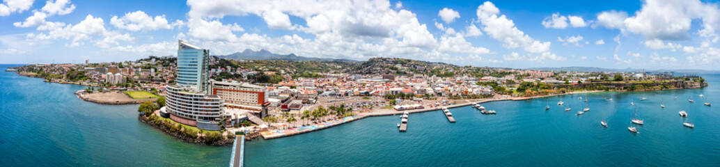 Fort de France skyline panorama in Martinique, France. Fort de France is a commune and the capital city of Martinique, an overseas department and region of France located in the Caribbean. © mandritoiu