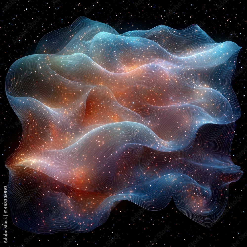 Poster abstract floating cloud with dots and lines