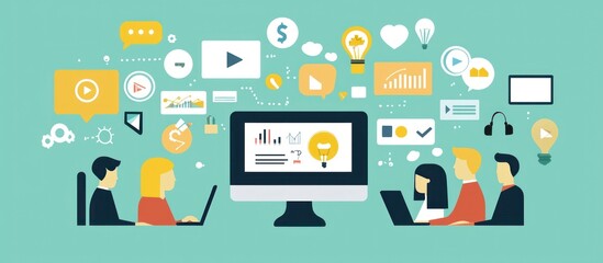 People working together on technology and innovation projects using computers