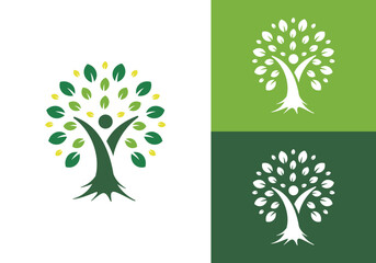 abstract human tree logo. vector human tree logo. design logo human tree © zulfan