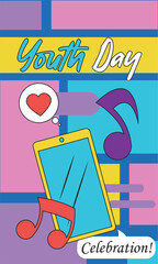Tablet and icons youth theme. Vector