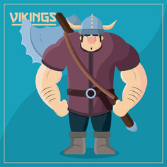 Viking with horned helmet. Vector