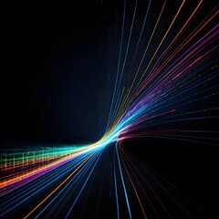 Abstract Colorful Light Trails on Black Background