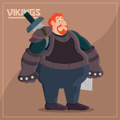 Armored viking with sword. Vector
