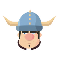Horned helmet viking face. Vector