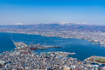 Naklejka premium 函館山から見る快晴の函館風景