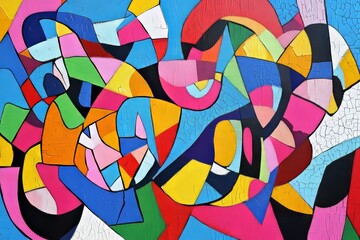 Fototapeta premium Vibrant abstract design with bold color shapes.