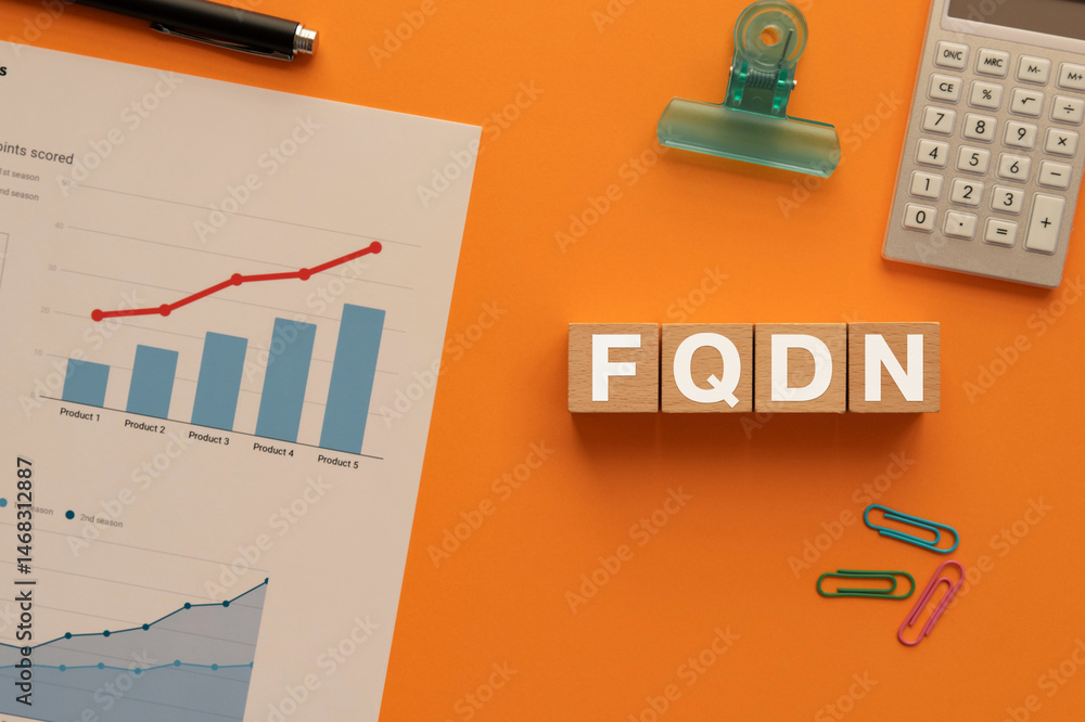 Poster there is wood cube with the word fqdn. it is an abbreviation for fully qualified domain name as eye-