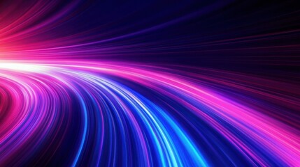 Fototapeta premium Vibrant curved streaks of pink, purple, and blue light creating a dynamic, flowing motion effect on a dark background