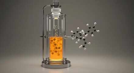 Obraz premium Scientific Apparatus with Molecular Structure Visualization for Analysis