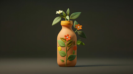 Obraz premium 3D cartoon ecology icon Recycled Bottle cute