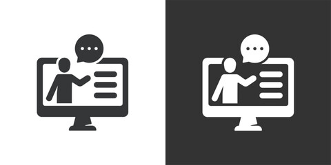 Online teaching icon. Solid glyph series icon