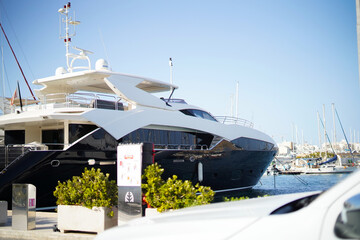 Large white luxury yacht by the sea in marina, Ta' Xbiex Marina, Malta