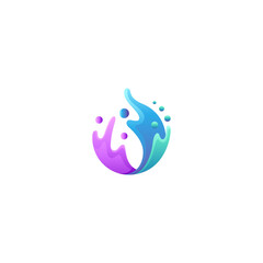 Fototapeta premium Water Drop 3d colorful logo design concept