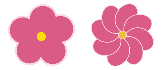 Minimalist Pink Flowers - Vector Illustration.