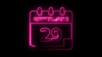 September twenty ninth neon calendar reminder appointment date marked planning important day schedule