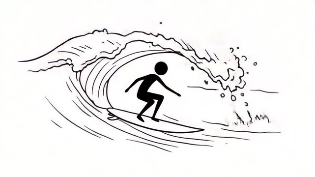 Person surfing wave illustration