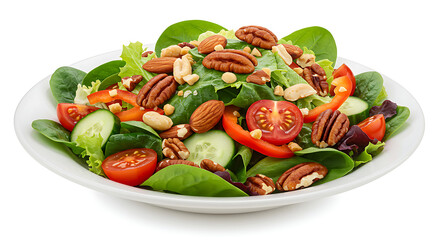 Fresh Salad with Nuts isolated on white background